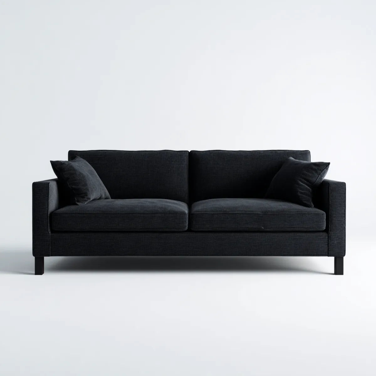 Canapé 3 places noir 180 x 85 x 82 cm en polyester forme droite rectangulaire