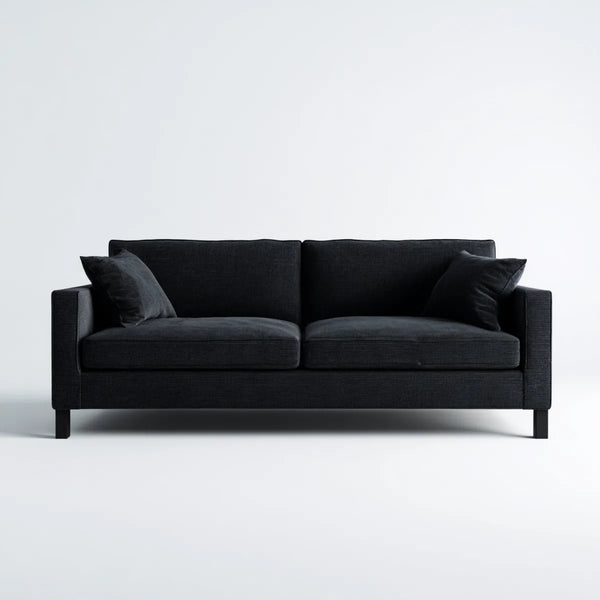 Canapé 3 places noir 180 x 85 x 82 cm en polyester forme droite rectangulaire