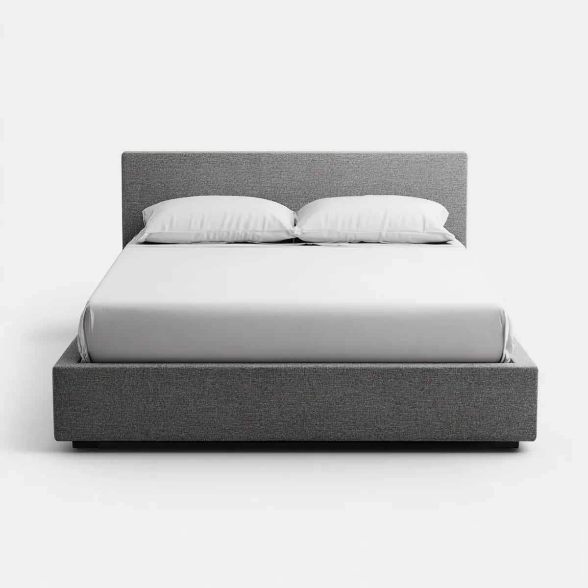 Lit double avec tête de lit gris foncé 160 x 200 cm cadre en contreplaqué et MDF revêtement polyester rectangulaire