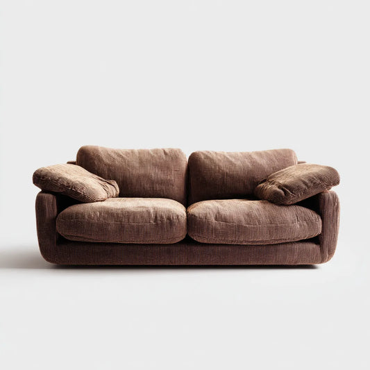 Canapé 2 places marron en velours côtelé de polyester 180 x 95 x 78 cm