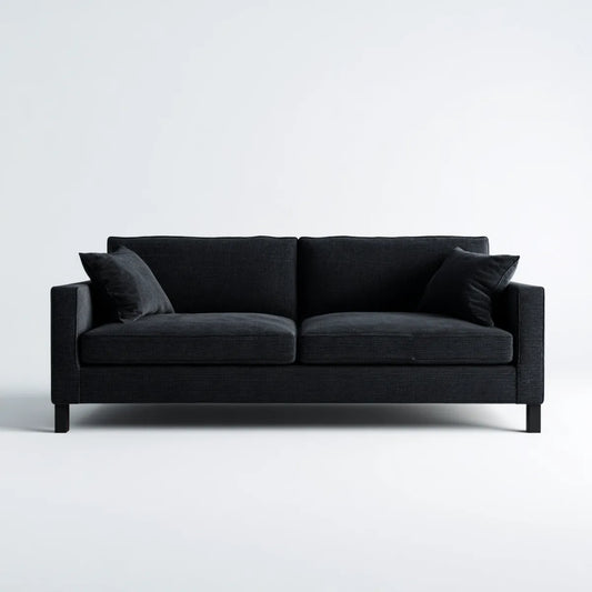 Canapé 3 places noir 180 x 85 x 82 cm en polyester forme droite rectangulaire