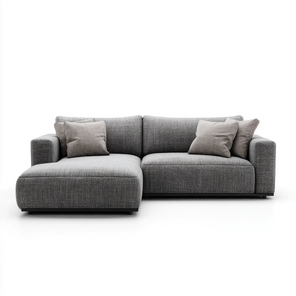 Canapé d’angle 3 places avec méridienne gauche gris foncé en polyester 260 x 160 x 85 cm