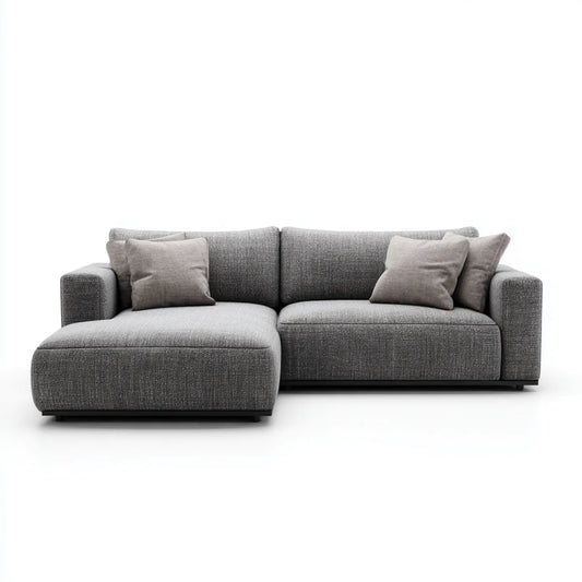 Canapé d’angle 3 places avec méridienne gauche gris foncé en polyester 260 x 160 x 85 cm