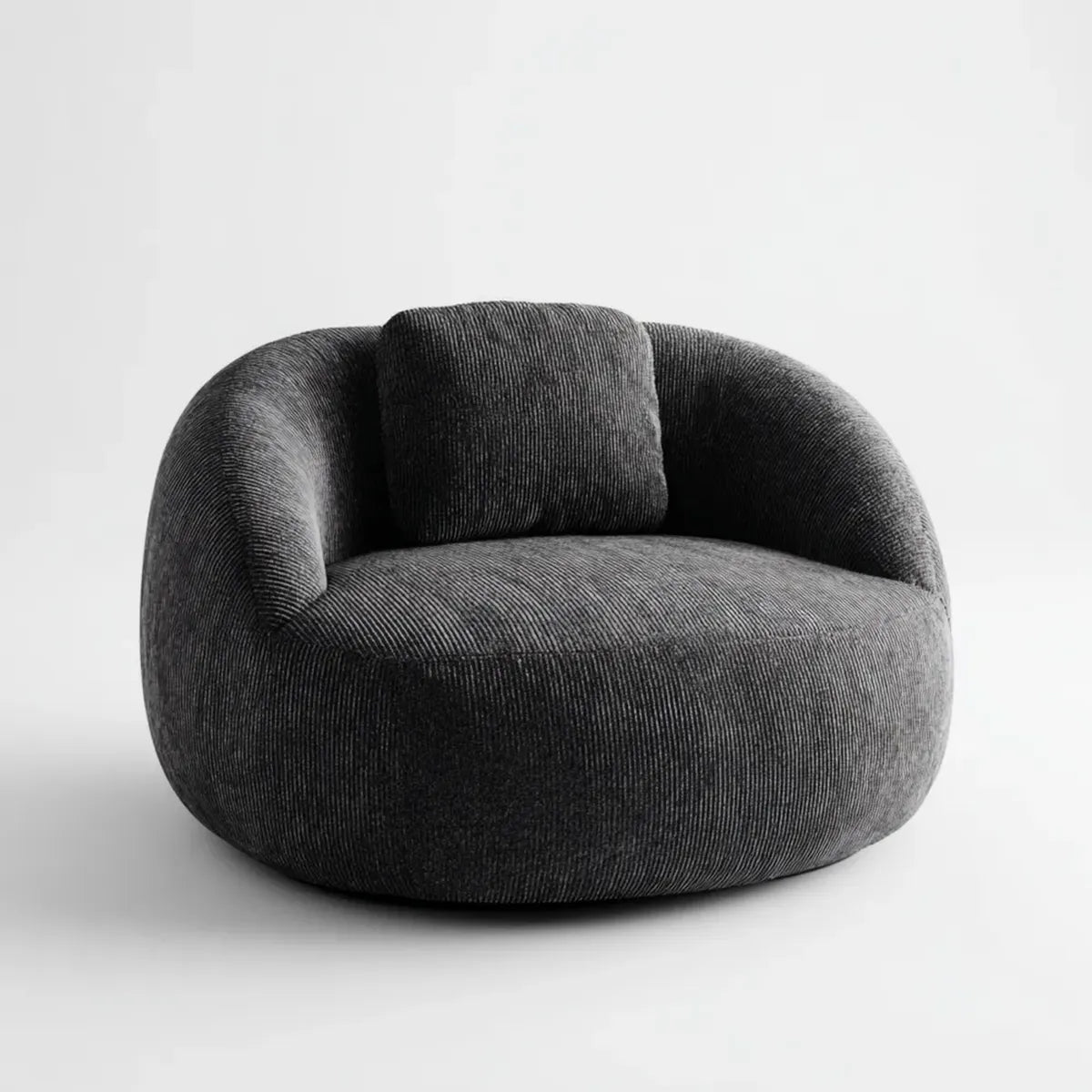Fauteuil lounge rond gris anthracite en velours côtelé polyester 92 x 86 x 72 cm