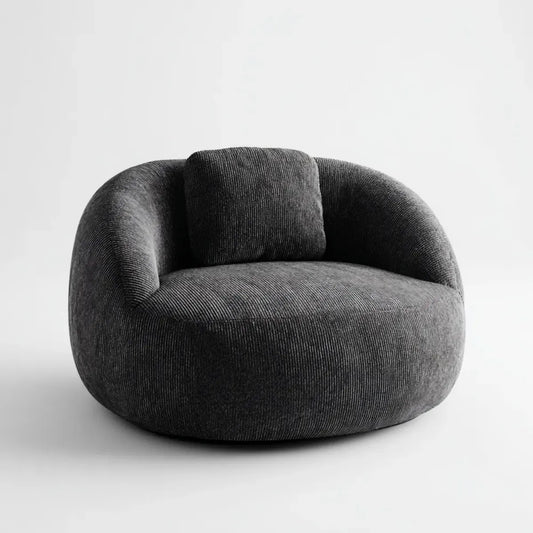 Fauteuil lounge rond gris anthracite en velours côtelé polyester 92 x 86 x 72 cm