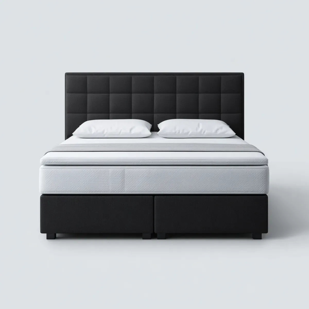 Lit double tapissé noir 160 x 200 cm en polyester rectangulaire