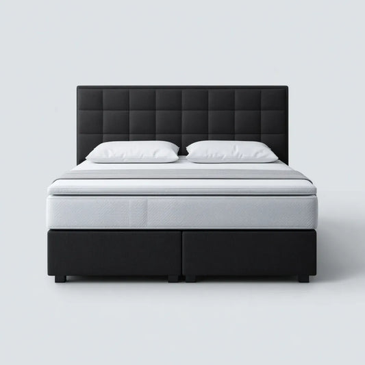 Lit double tapissé noir 160 x 200 cm en polyester rectangulaire