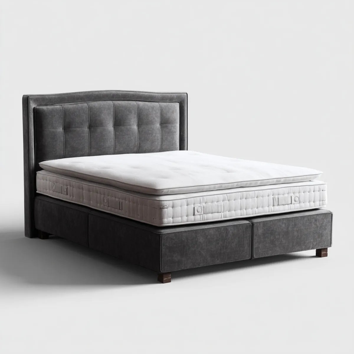 Ensemble lit double avec matelas gris foncé 160 x 200 cm similicuir PU rectangulaire