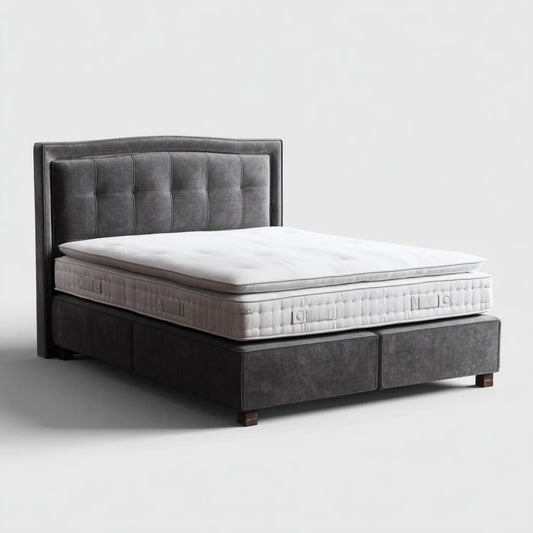 Ensemble lit double avec matelas gris foncé 160 x 200 cm similicuir PU rectangulaire